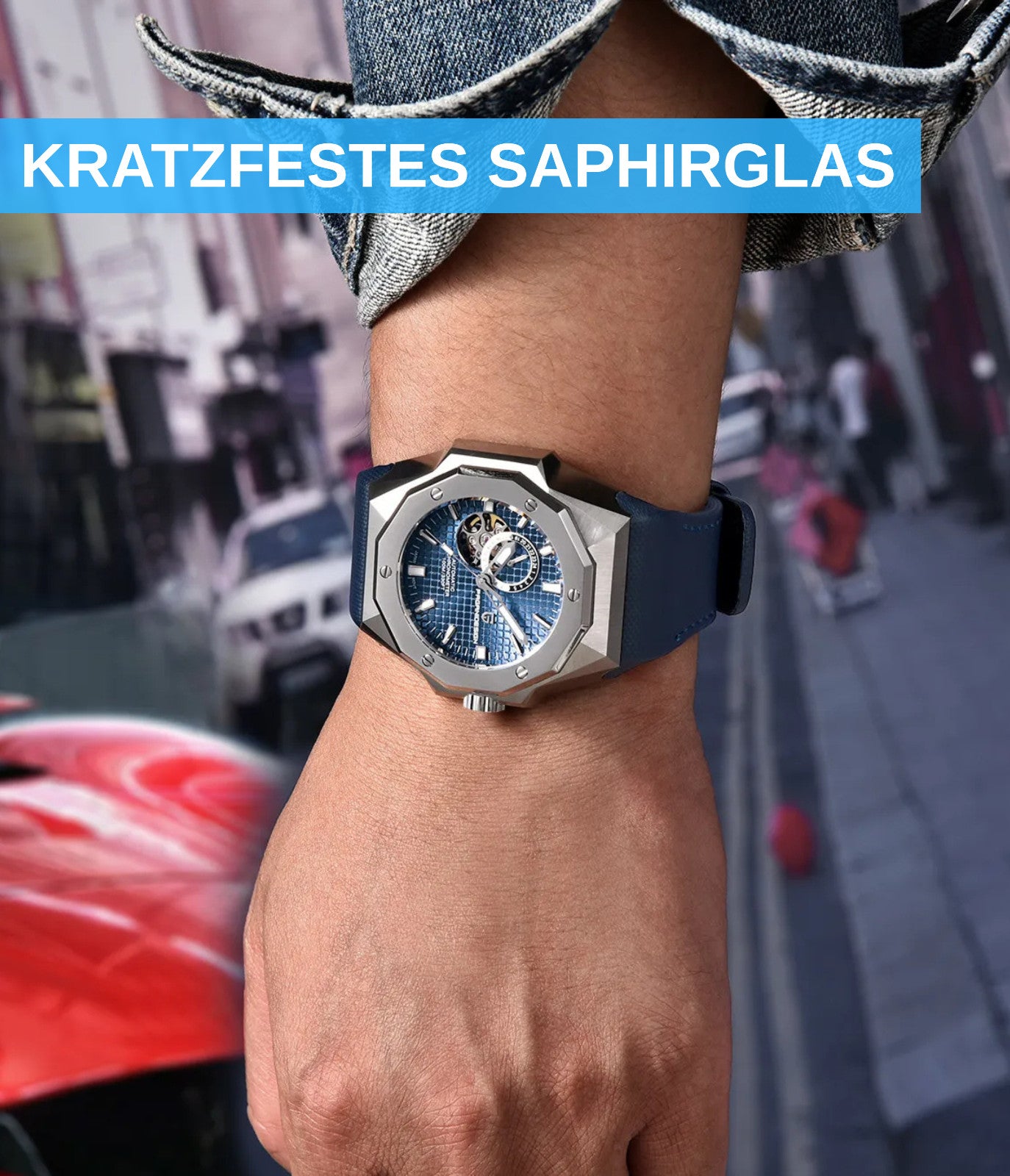 Pagani Design PD-YS010 Automatikuhr Herren Edelstahl 42mm Lederband Saphirglas