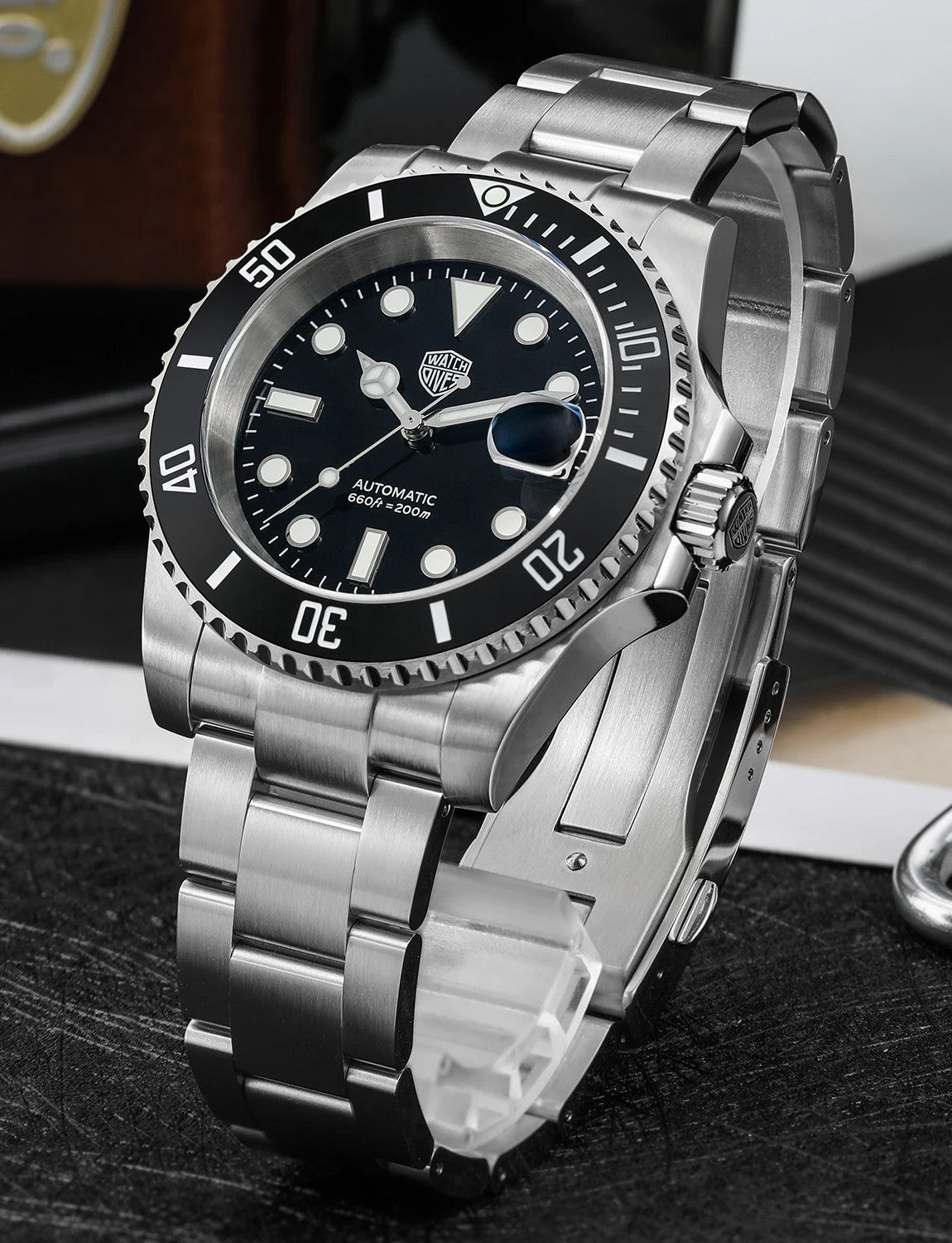 Watchdives WD5512 Automatik Uhr Herren Luxus Taucheruhr Edelstahl Saphirglas