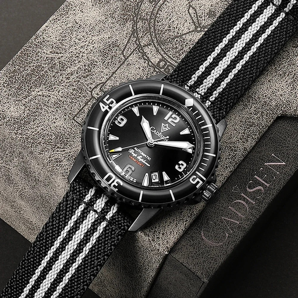 Cadisen Automatik Uhr Herren Armbanduhr Edelstahl 42mm Mineralglas 10bar Datum