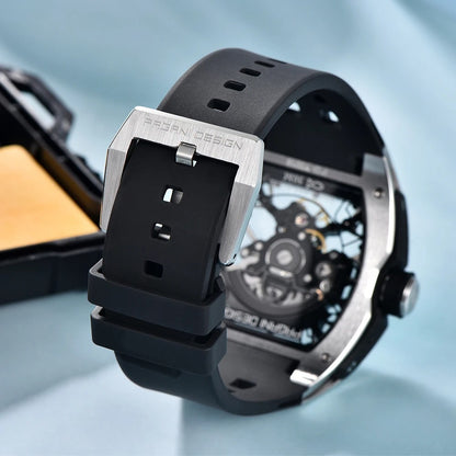 Pagani Design Automatik Uhr Herren Edelstahl 42mm Sportuhr Gummiband Saphirglas