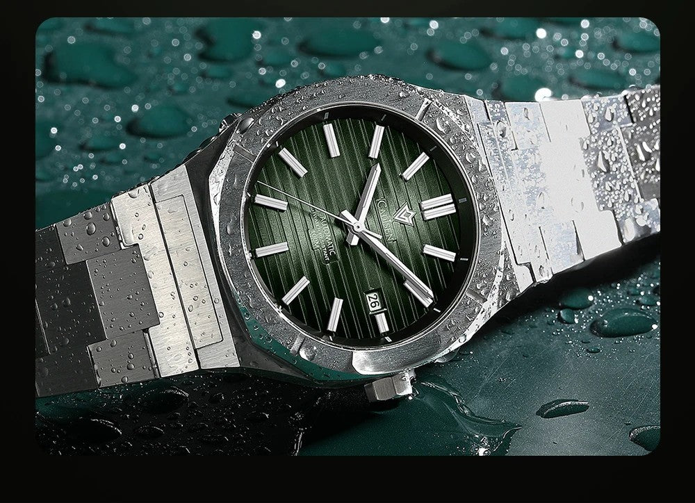 Cadisen Automatikuhr Herren Luxus Armbanduhr 40mm Edelstahl Saphirglas Datum