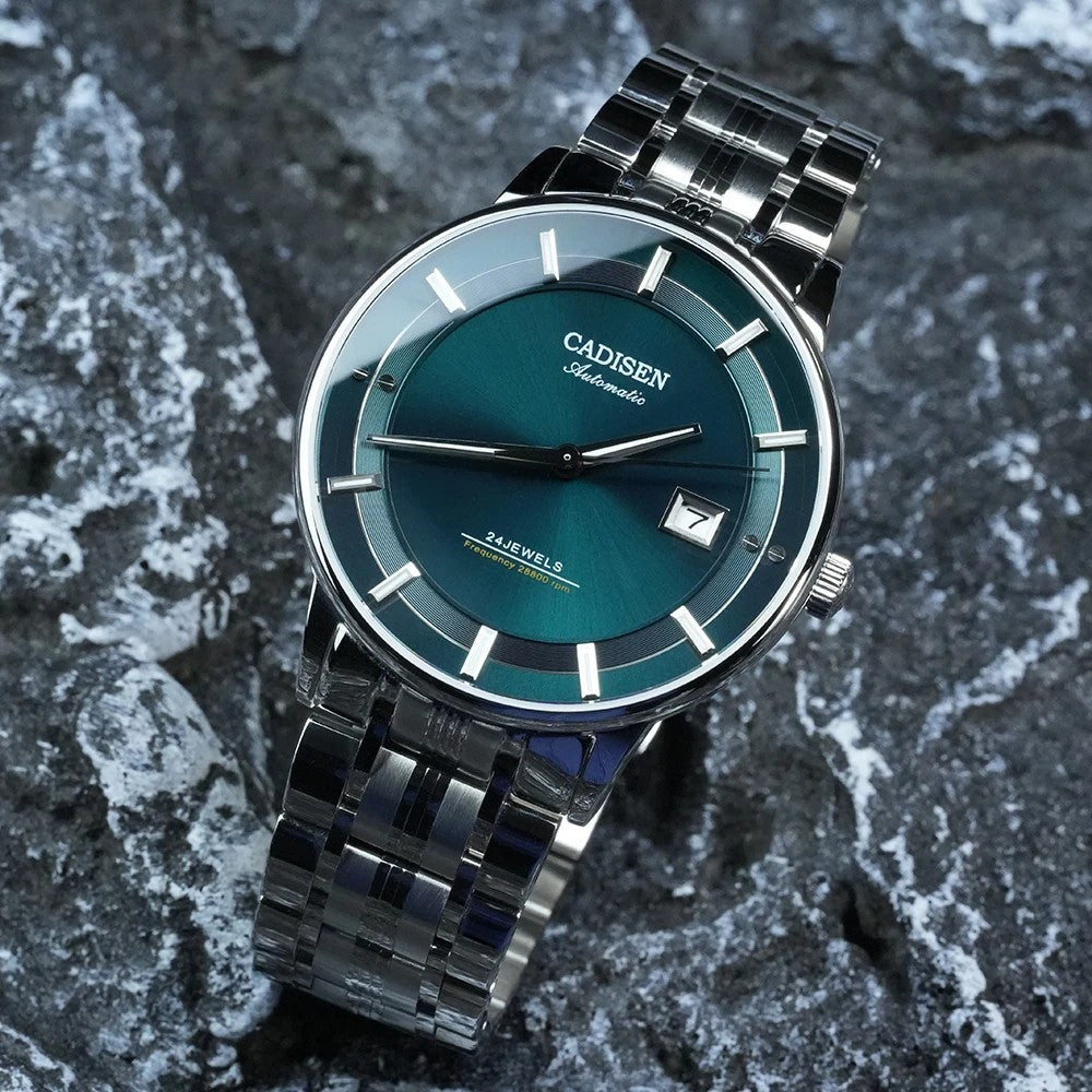 Cadisen Automatikuhr Herren Luxus Armbanduhr Edelstahl Saphirglas 42mm Datum