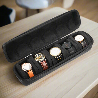 Premium Uhrenetui für 3–10 Uhren – Reisebox etui aus Kunstoff in Schwarz