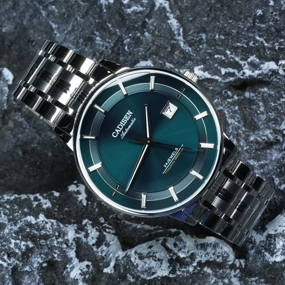 Cadisen Automatikuhr Herren Luxus Armbanduhr Edelstahl Saphirglas 42mm Datum