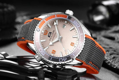Paulareis Automatik Uhr Herren Armbanduhr Luxusuhr Datum Kautschukband 3bar