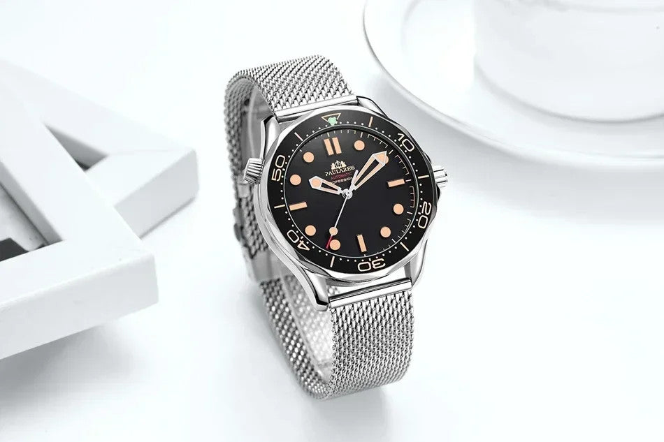Paulareis Automatikuhr Armbanduhr Herren Edelstahl Herrenuhr Taucheruhr