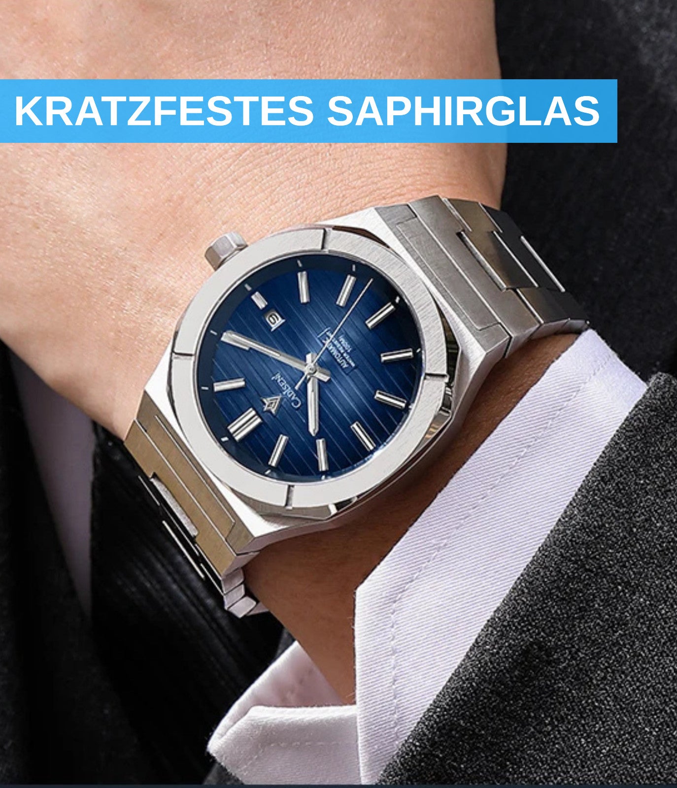Cadisen Automatikuhr Herren Luxus Armbanduhr 40mm Edelstahl Saphirglas Datum