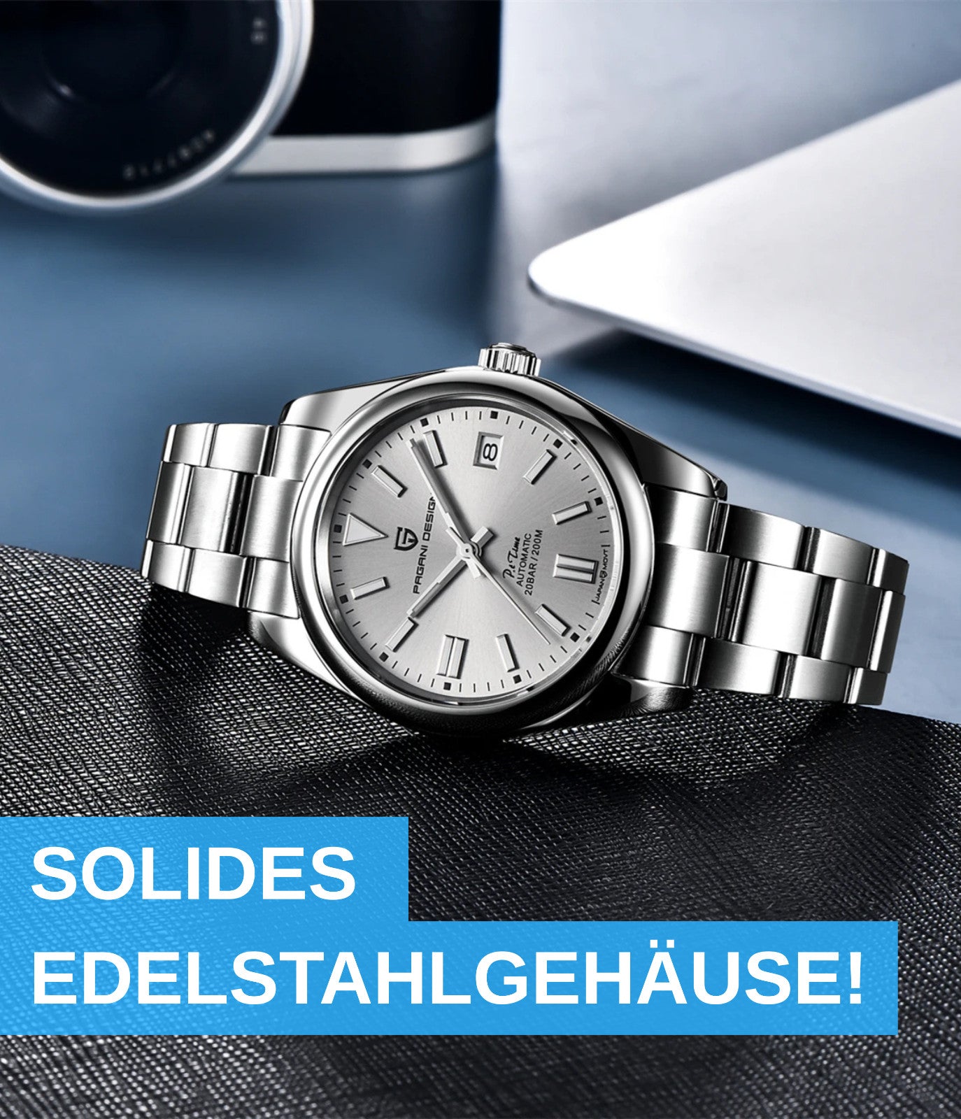 Pagani Design PD-1690 Automatikuhr Herren Edelstahl mit Datum 39 mm Seiko NH35