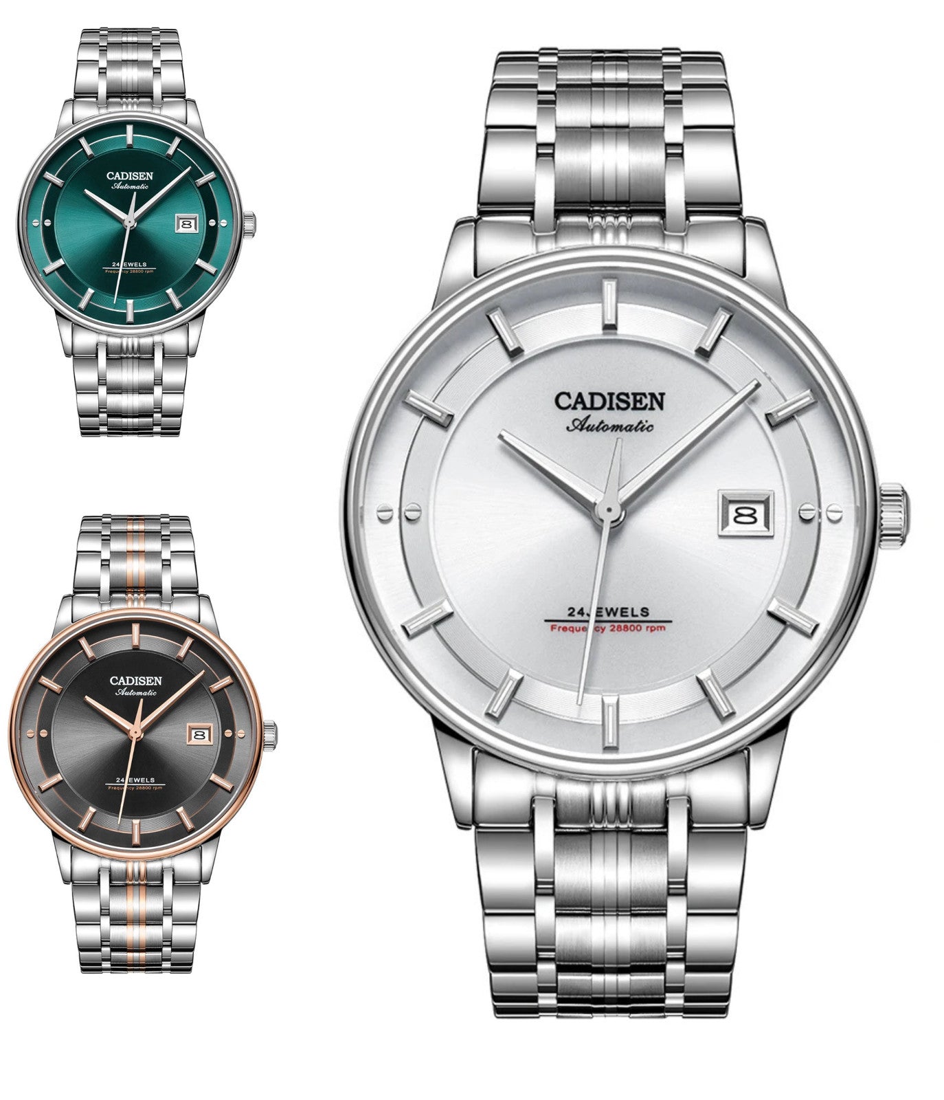 Cadisen Automatikuhr Herren Luxus Armbanduhr Edelstahl Saphirglas 42mm Datum