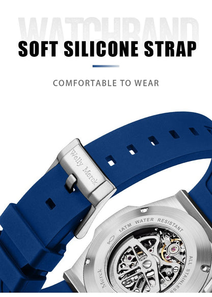 Welly Merck Herren Automatikuhr Armbanduhr 42mm Saphirglas Edelstahl 5BAR