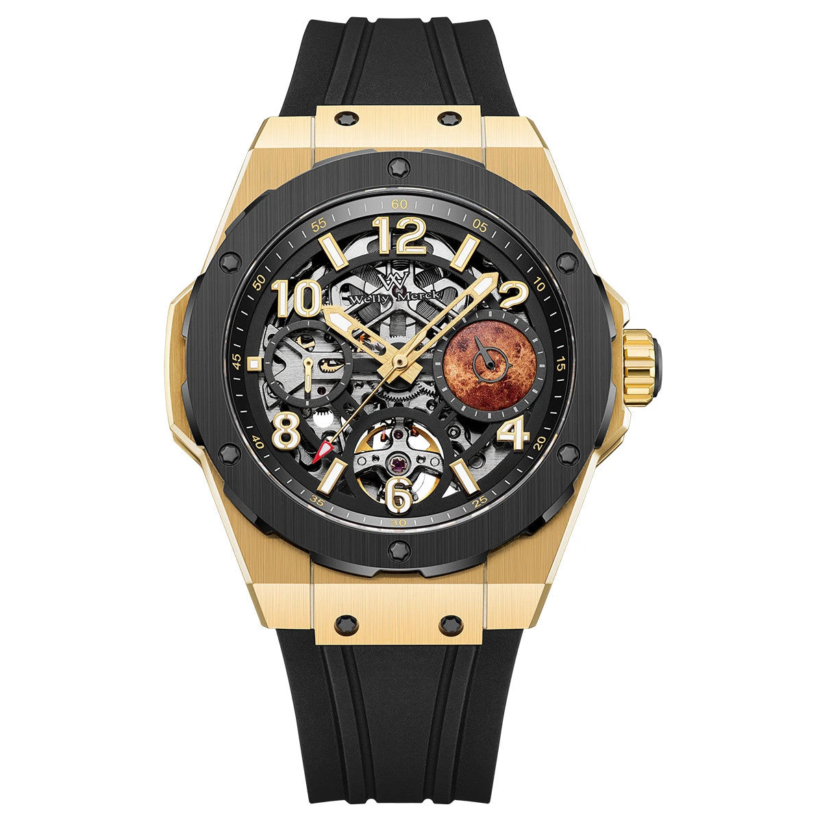 Welly Merck Herren Automatikuhr Armbanduhr 42mm Saphirglas Edelstahl 5BAR