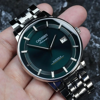 Cadisen Automatikuhr Herren Luxus Armbanduhr Edelstahl Saphirglas 42mm Datum