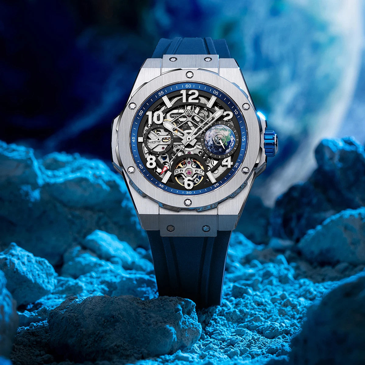 Welly Merck Herren Automatikuhr Armbanduhr 42mm Saphirglas Edelstahl 5BAR